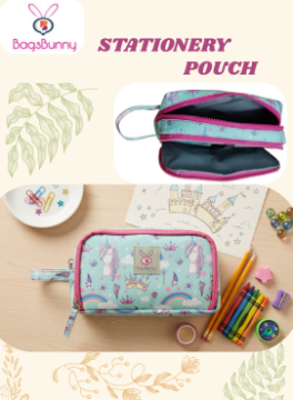 Stationery Pouch - 2 Zip unicorn