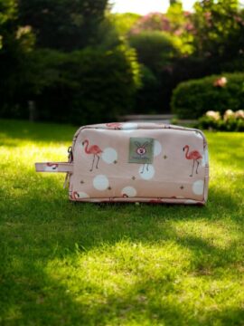 Travel Pouch 2 zip flamingo