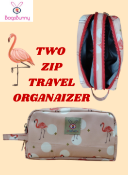 Travel Pouch 2 zip flamingo
