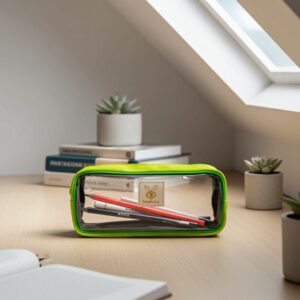 Transparent Pencil Pouch- Parrot green