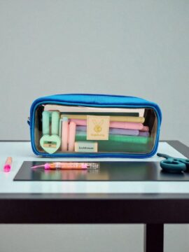 Transparent Pencil Pouch- Blue