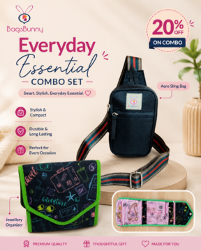 Travel Sling Bag & Jewellery Organizer Combo-Black